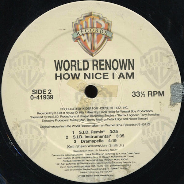 World Renown : How Nice I Am (12")