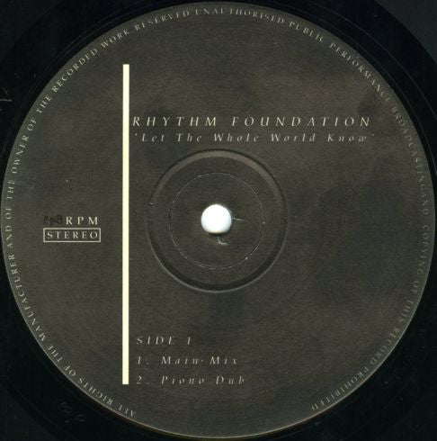 Rhythm Foundation : Let The Whole World Know (12")