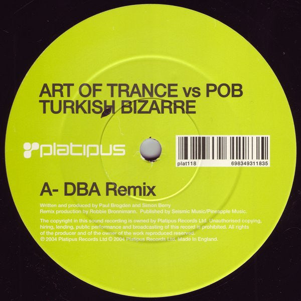 Art Of Trance Vs Pob : Turkish Bizarre (12")