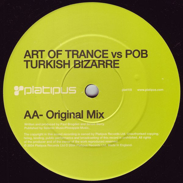 Art Of Trance Vs Pob : Turkish Bizarre (12")