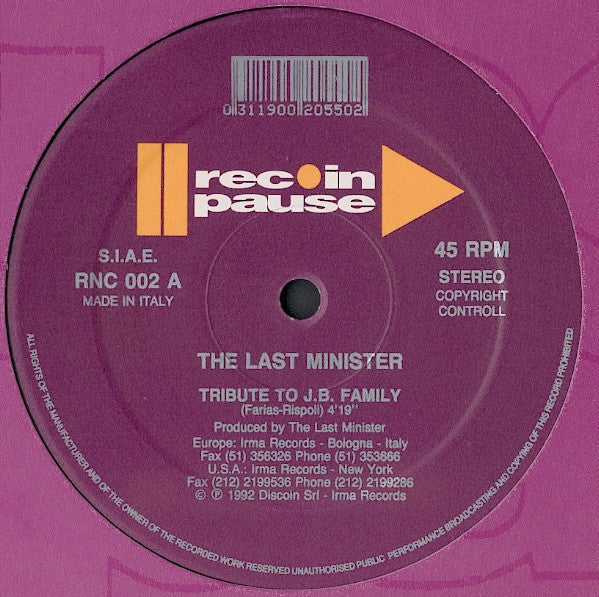 The Last Minister : Tribute To J.B. Family / Feel Free (12")