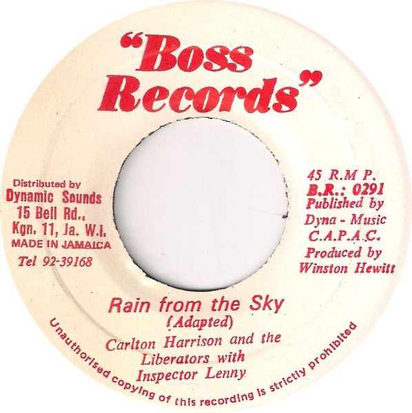 Carlton Harrison And Liberators With Inspector Lenny : Rain From The Sky (7")