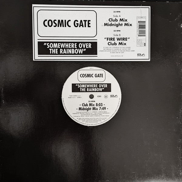 Cosmic Gate : Somewhere Over The Rainbow (12")