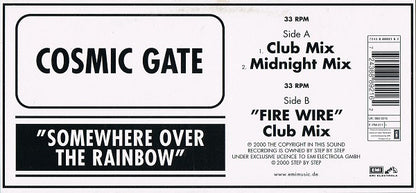 Cosmic Gate : Somewhere Over The Rainbow (12")