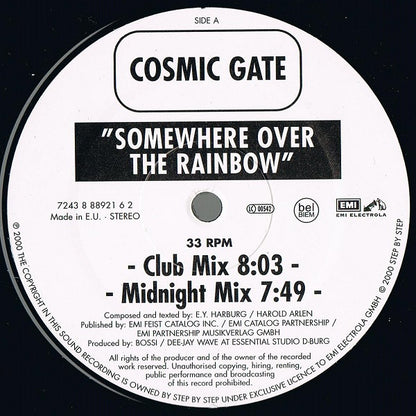 Cosmic Gate : Somewhere Over The Rainbow (12")