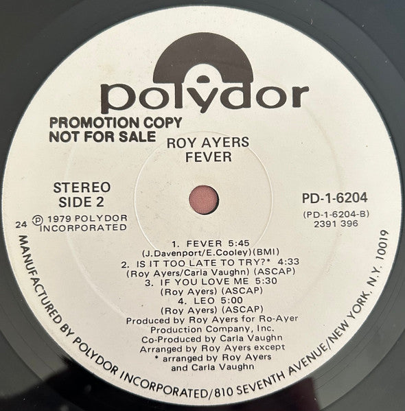 Roy Ayers : Fever (LP, Album, Promo, Mon)