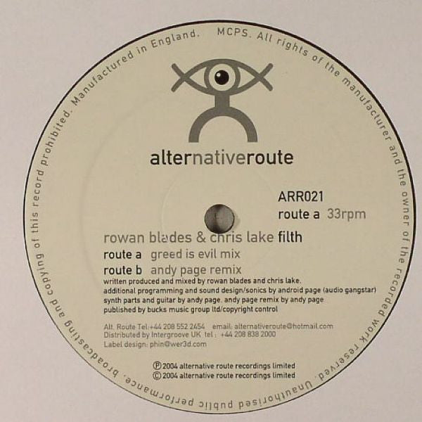 Rowan Blades & Chris Lake : Filth (12")