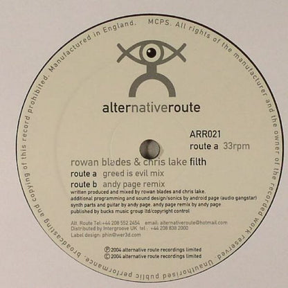 Rowan Blades & Chris Lake : Filth (12")