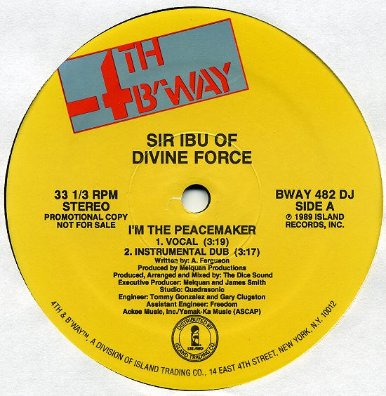 Sir Ibu : I'm The Peacemaker (12", Promo)
