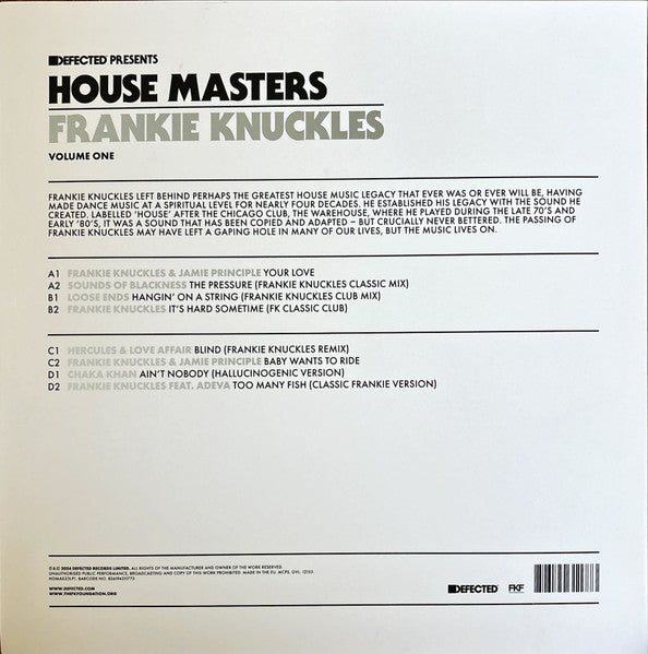 Frankie Knuckles : House Masters (Volume One) (2x12", Comp)