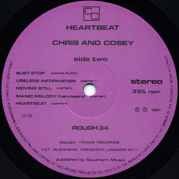 Chris And Cosey* : Heartbeat (LP, Album)