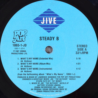 Steady B : What's My Name / Don't Disturb This Groove (12")