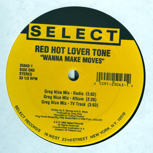 Red Hot Lover Tone : Wanna Make Moves (12")