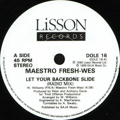 Maestro Fresh-Wes : Let Your Backbone Slide (7")