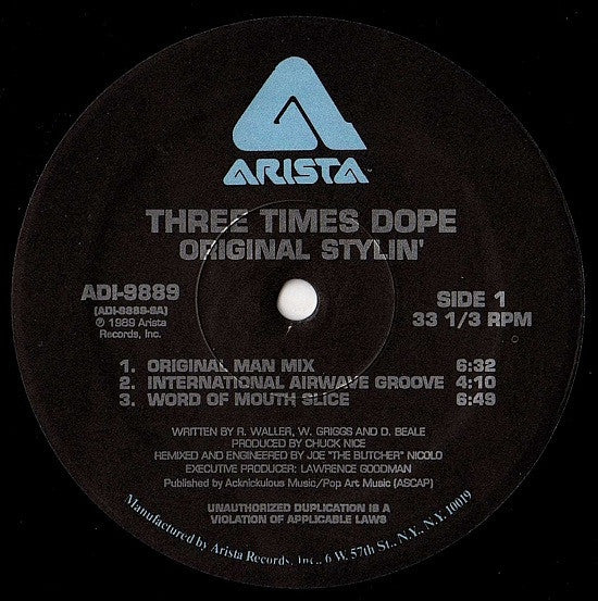 Three Times Dope : Original Stylin' (12")