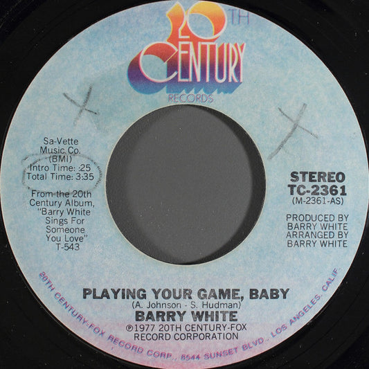 Barry White : Playing Your Game, Baby (7", Styrene, Pit)