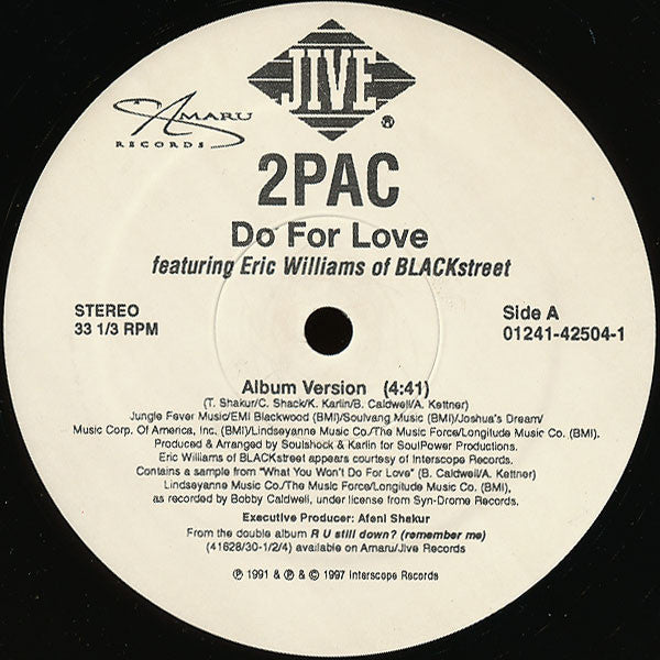 2Pac Featuring Eric Williams Of Blackstreet* : Do For Love (12", Single)