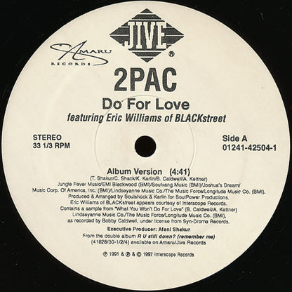 2Pac Featuring Eric Williams Of Blackstreet* : Do For Love (12", Single)