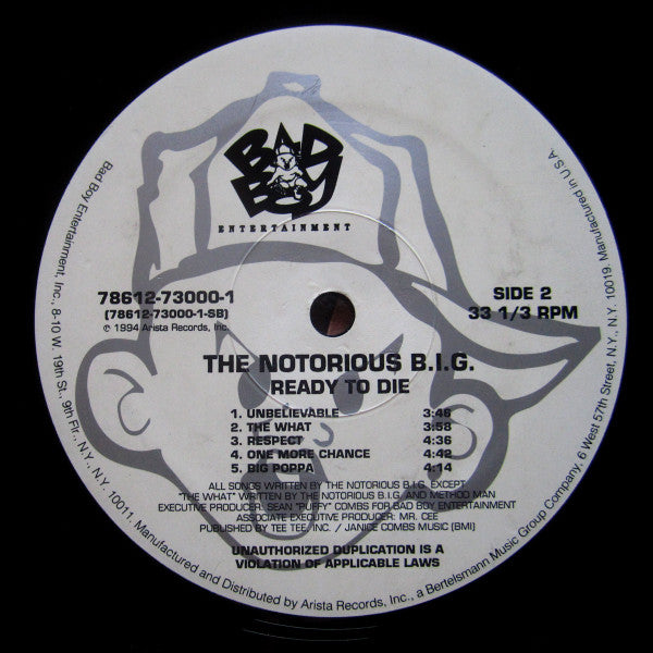 The Notorious B.I.G.* : Ready To Die (LP, Album)
