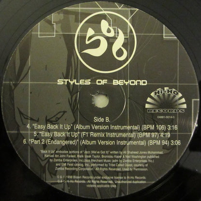 Styles Of Beyond : Easy Back It Up / Part 2 (Endangered) (12")