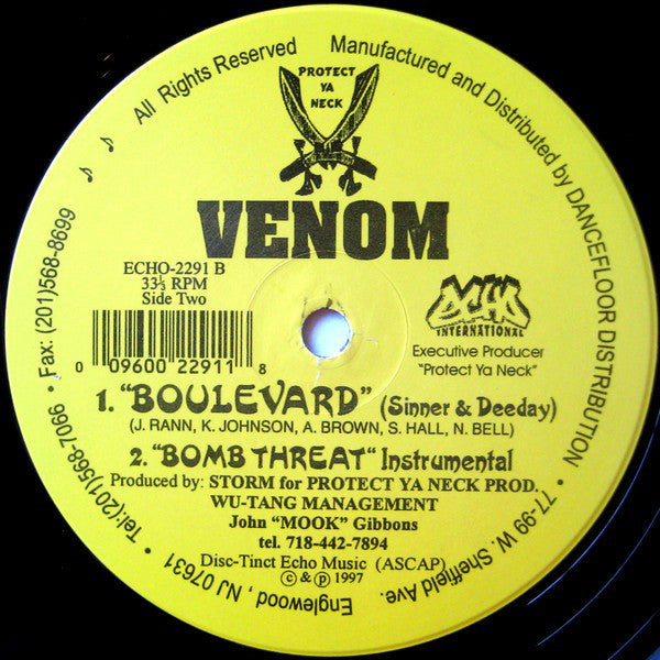 Deadly Venoms : Bomb Threat / The Boulevard (12")