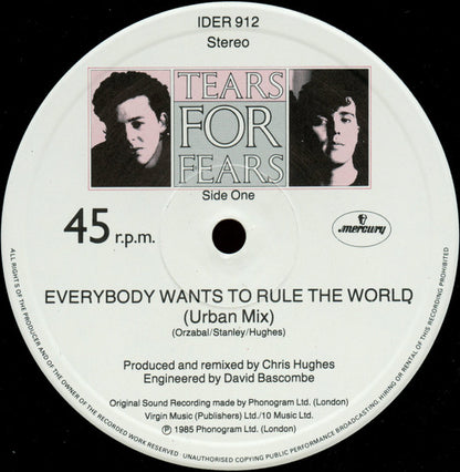 Tears For Fears : Everybody Wants To Rule The World (Urban Mix) (12", Single)