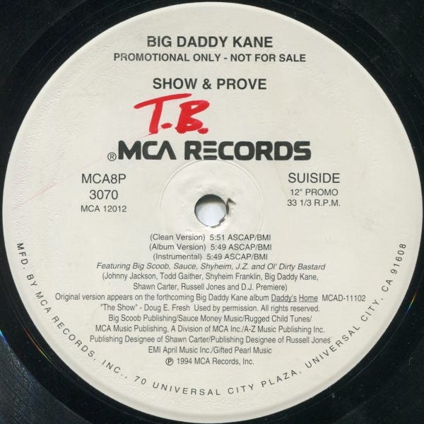Big Daddy Kane : In The PJ's / Show & Prove (12", Promo)