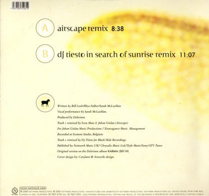 Delerium Featuring Sarah McLachlan : Silence (Remixes By Airscape And Dj Tiësto) (12", Single)