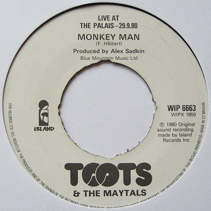 Toots And The Maytals* : Live: Monkey Man / Hallelujah (7")