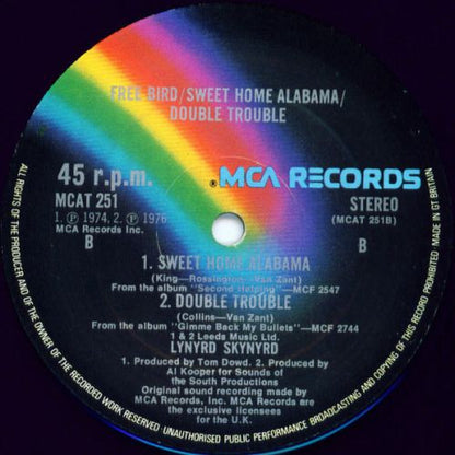 Lynyrd Skynyrd : Free Bird / Sweet Home Alabama / Double Trouble (12", Bla)