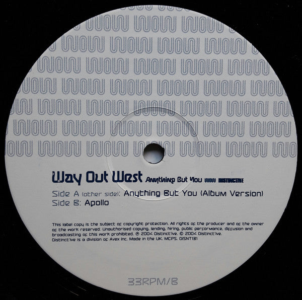 Way Out West : Anything But You (12")