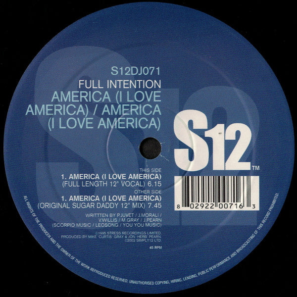 Full Intention : America (I Love America) (12", RE)