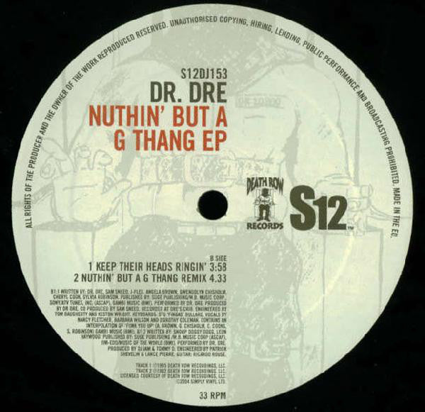 Dr. Dre : Nuthin' But A G Thang EP (12", EP, RE)