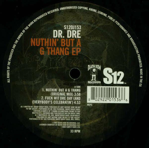 Dr. Dre : Nuthin' But A G Thang EP (12", EP, RE)
