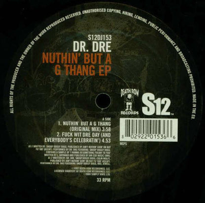 Dr. Dre : Nuthin' But A G Thang EP (12", EP, RE)