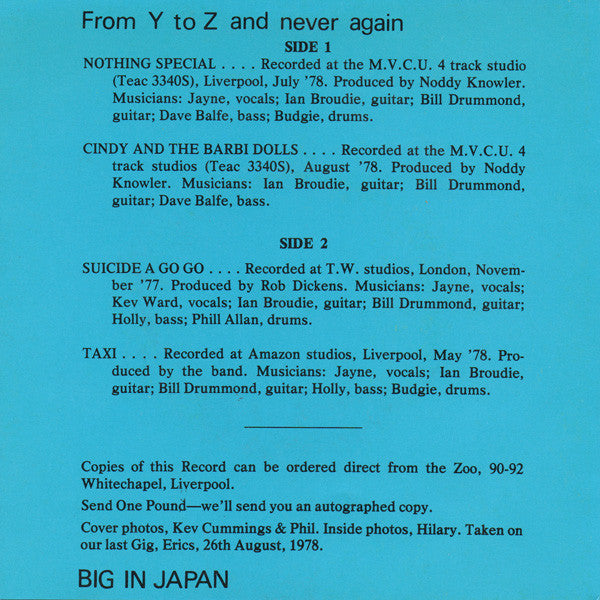 Big In Japan : From Y To Z And Never Again (7", EP)
