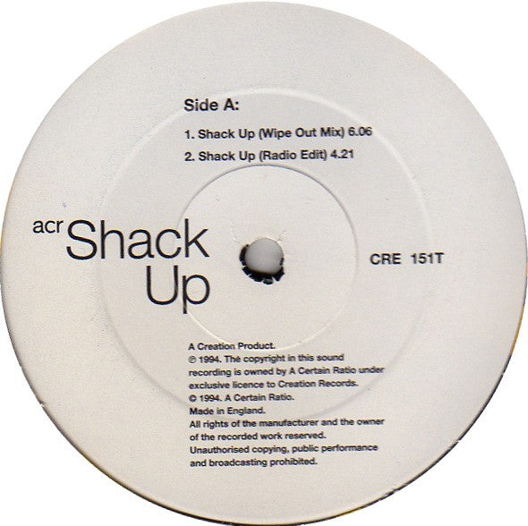 A Certain Ratio : Shack Up (12", Single)