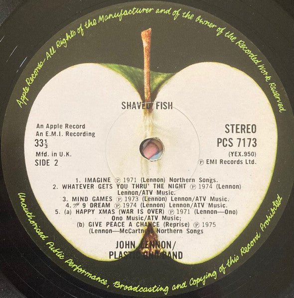 Lennon*, Plastic Ono Band* : Shaved Fish (LP, Album, Comp, RE, '-2)