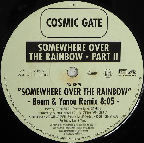 Cosmic Gate : Somewhere Over The Rainbow (Part II) (12")