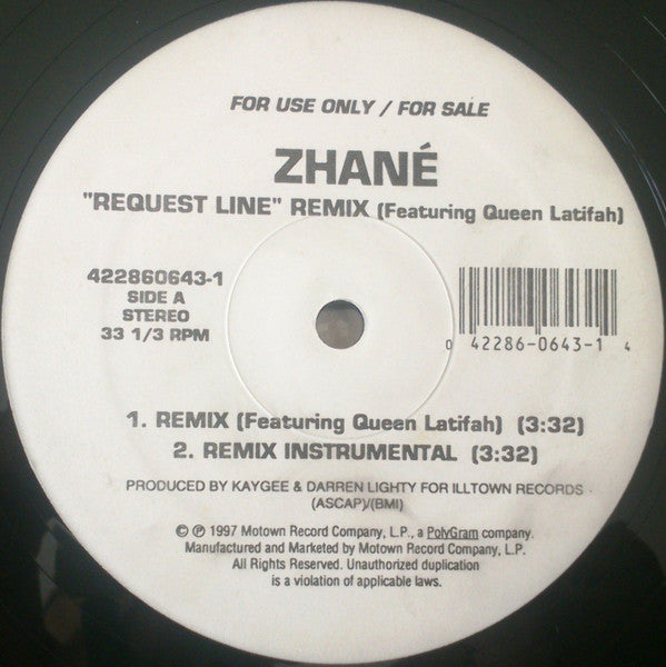 Zhané Featuring Queen Latifah : Request Line (Remix) (12", Promo)
