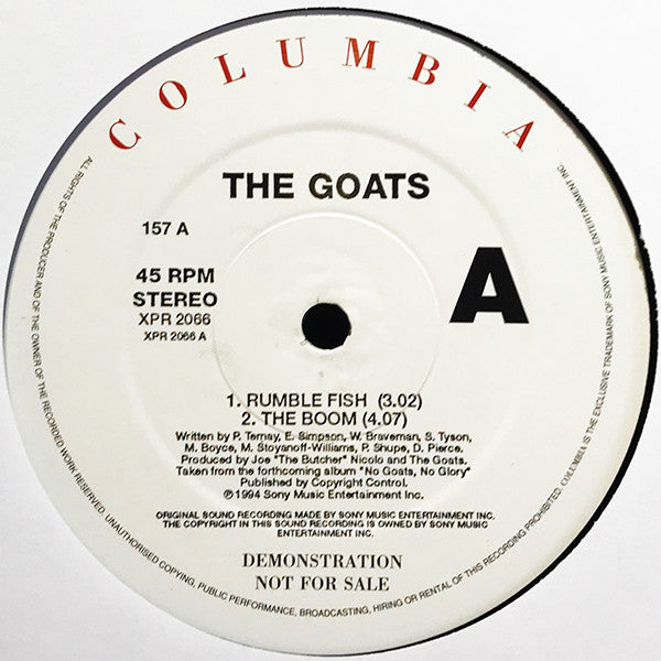 The Goats : Rumble Fish (12", Promo, Smplr)