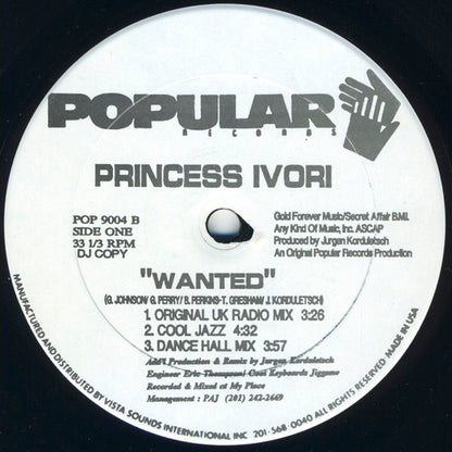 Princess Ivori : Wanted (12", Promo)