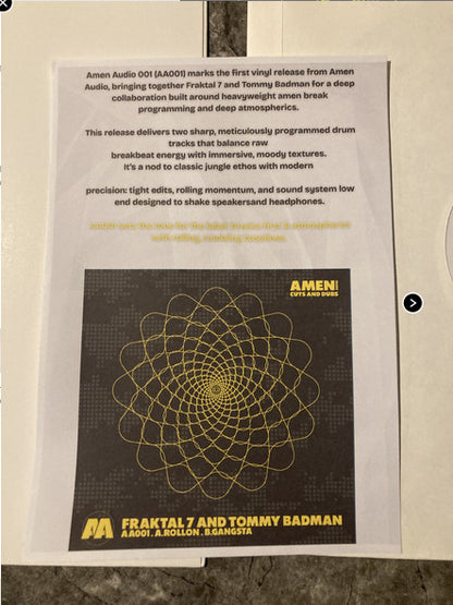 Fraktal 7, Tommy Badman : AA001 - Cuts And Dubs (10", Ltd, S/Edition, W/Lbl, Bla)