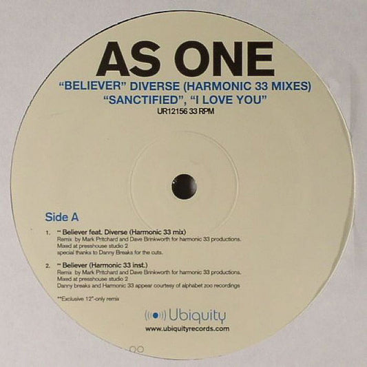 As One : Believer / Sanctified / I Love You (12")