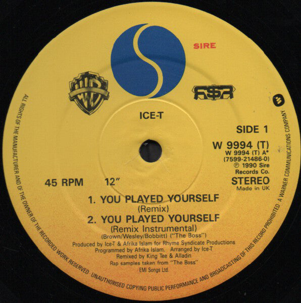 Ice-T : You Played Yourself (12")