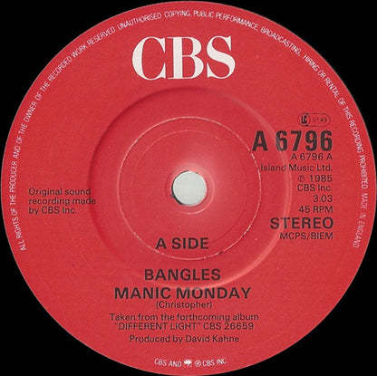 Bangles : Manic Monday   (7", Single)
