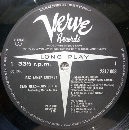 Stan Getz / Luiz Bonfá : Jazz Samba Encore! (LP, Album, RE)