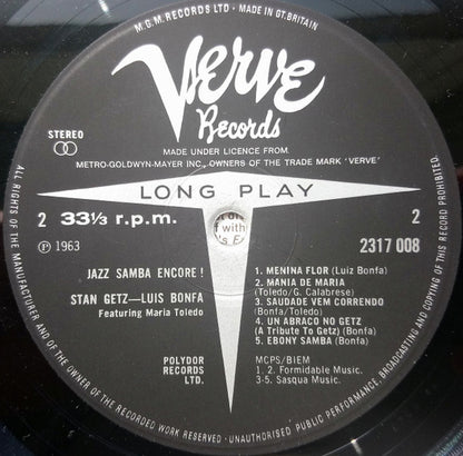 Stan Getz / Luiz Bonfá : Jazz Samba Encore! (LP, Album, RE)