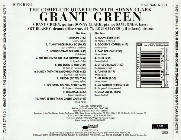 Grant Green : The Complete Quartets With Sonny Clark (2xCD, Comp)