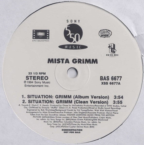 Mista Grimm : Situation Grimm (12", Single, Promo)